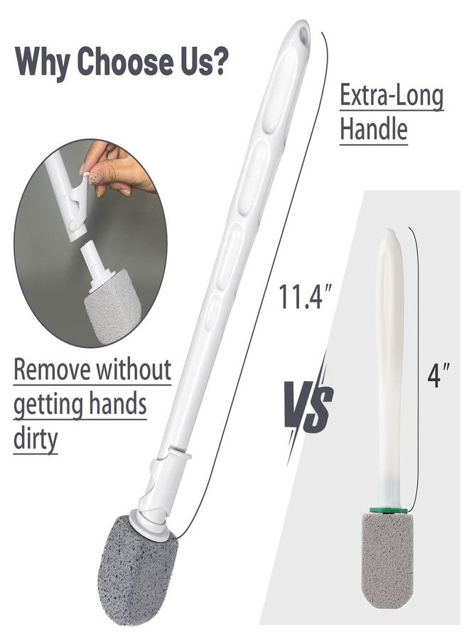 Enjunway Upgrade Pumice Stone Toilet Bowl Cleaner,Bathroom Cleaner Brush Toilet Wand Refills with 30CM Long Handle for Remove Hard Water Stains with 1 Wand+ Pumice Stones (5 Pack) - Image 2
